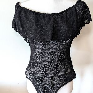 GUESS Lace Bodysuit -- Black